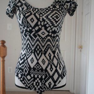 Black and white aztec pattern bodysuit